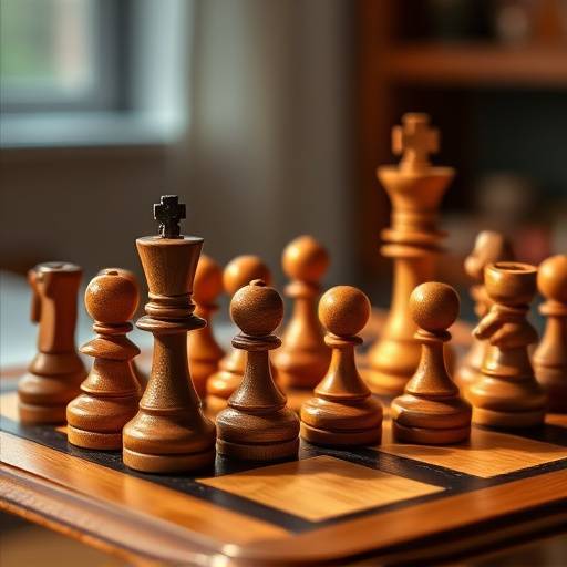 Imagen de un juego de ajedrez artesanal de madera